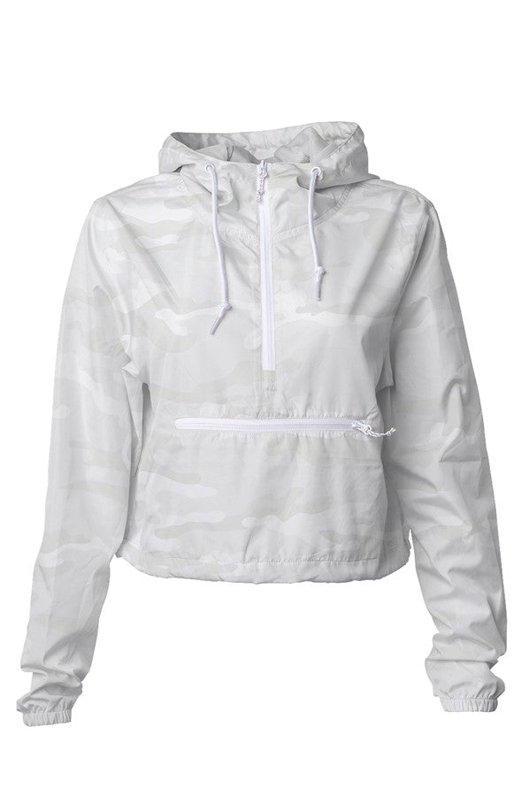 White Camo Crop Windbreaker